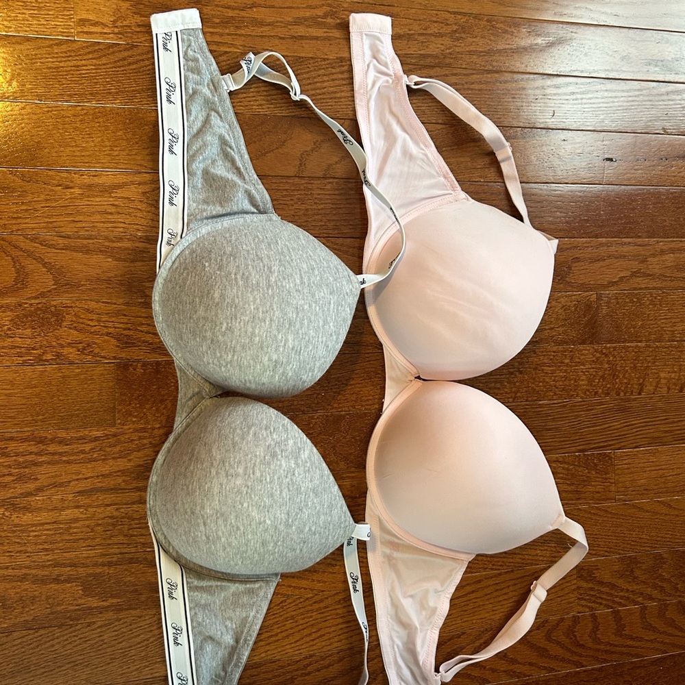 Victoria's Secret Gray and Light Pink Bras